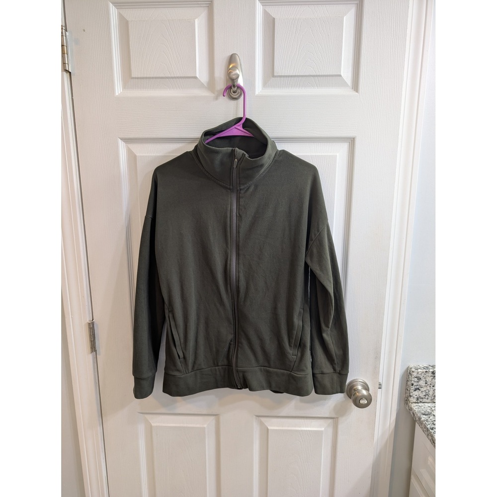 Mondetta Olive Green Mock Neck Zip Up Jacket Sweatshirt Women's - Size M